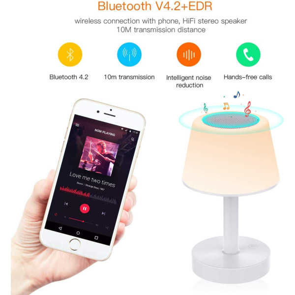 Bærbar Bluetooth-højttaler LED sengelampe, der skifter farve