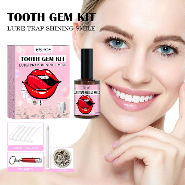 Kiinnityslampun ja liiman setti, 20-osainen kristalli korusetti Hammaskoru DIY