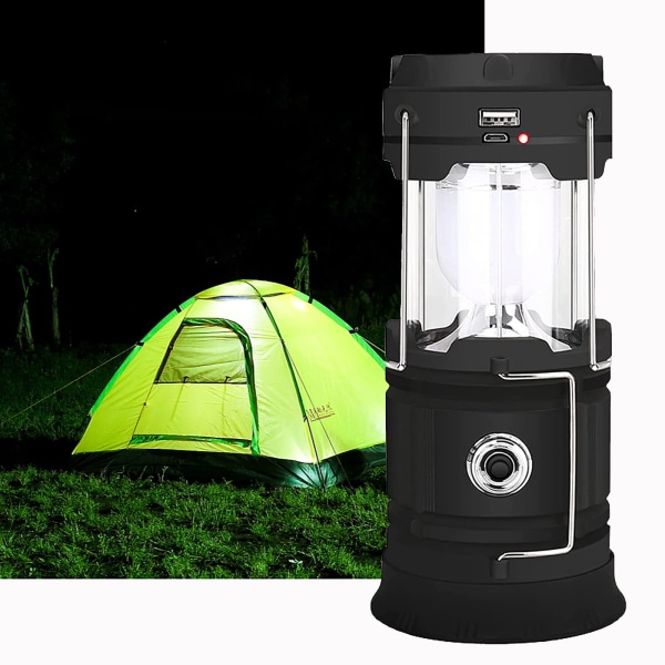 Solar/USB genopladelig LED-lanterne, ZVO Powerful Camping L