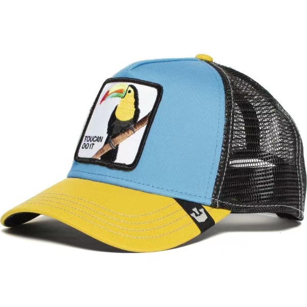 Mesh-eläinbrodeerat hattu Snapback-hattu Papukaija Keltainen Sininen parrot yellow blue