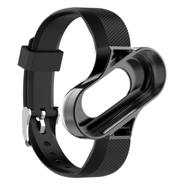 (Svart) Armbandsarmband med hållare i rostfritt stål för Xiaomi Mi Band 3 Smart Tracker