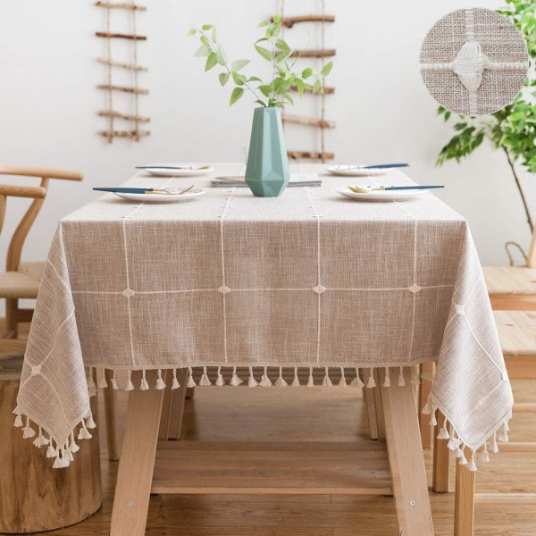 Rektangulär tvättbar duk bomull linneöverdrag bordsduk linne bomull bordsduk rektangel dekoration 140x220cm för hem köksbord