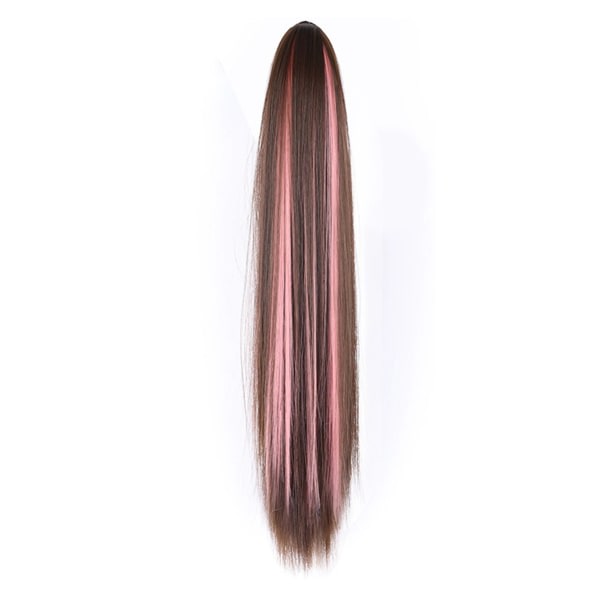 50 cm falskt hår färgat hästsvans peruk med klämma Snygg enkel lång stil peruk för bröllop födelsedag kall brun rosa