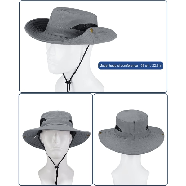 Sommerhatt med UV-beskyttelse, solhatt for menn, caps med skygge, sommerfiskerhatt, pustende, sammenleggbar safarihatt, unisex for utendørs