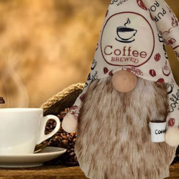 Härlig Kaffe Gnome Ornament Plysch Ansiktslös docka Kreativa esittäjä Till Hem Vardagsrum Restaurang Dekoration Kvinna