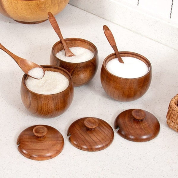 runde krydderiglas, kan bruges til opbevaring af sukker