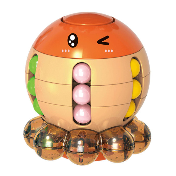 Bläckfisk Roterande Magic Bean Cube Spinner Fidget Toy Funny Beads Pussel Educational Toys Stress Relief Fidget Sensory Toy（Orange）