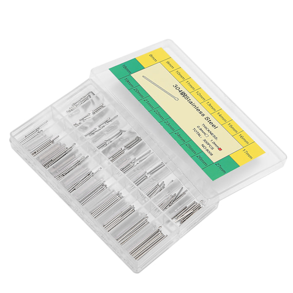 1mm Armbåndsstift Delt Stift Rustfritt Stål Klokkedeler Sortiment 8‑27mm 0.1
