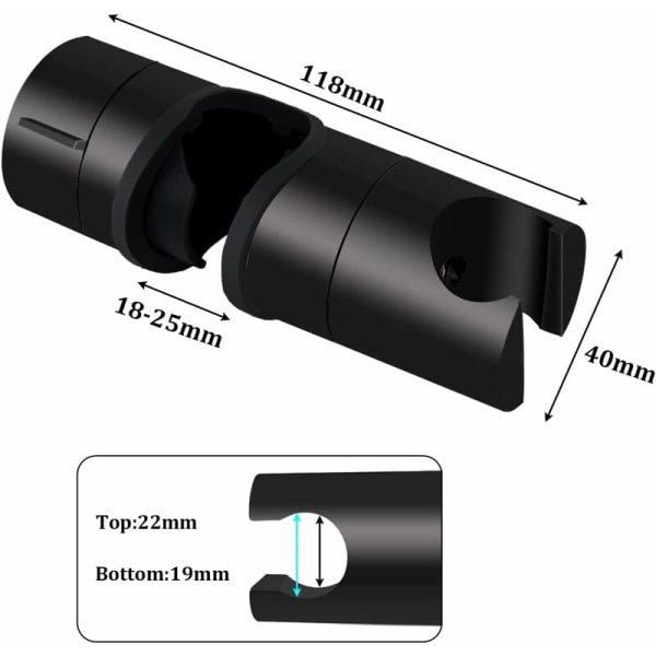 Bruseholder, Universal Sort Brusehovedholder til 24mm