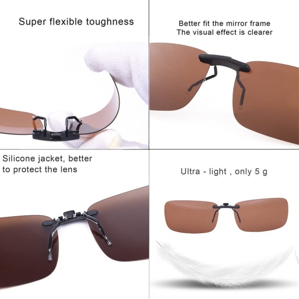 Polarisert unisex klips på solbriller for briller-bra