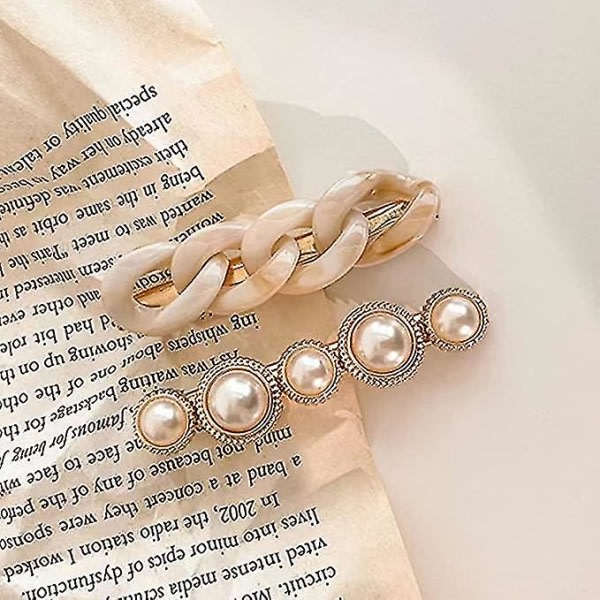 Pearls Hårklämmor Klassiska hårnålar Huvudbonader Stylingverktyg, Hårklämmor för kvinnor, tjejer, liten presentidé (6st, beige)