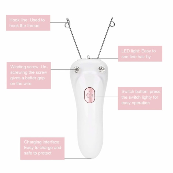 Elektrisk epilator med bomullstråd (rosa)