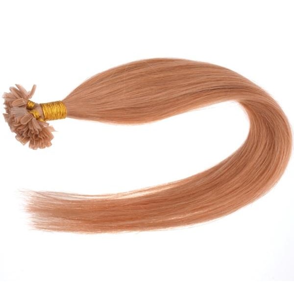 #16 - Alkuperäinen äkta hårförlängning remy nagelslingor Ljusbrun 45cm 0,5g/ögla