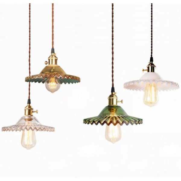 E27 Industriell Vintage Taklampa Retro Glas Taklampa Lampskärm (Grön) green
