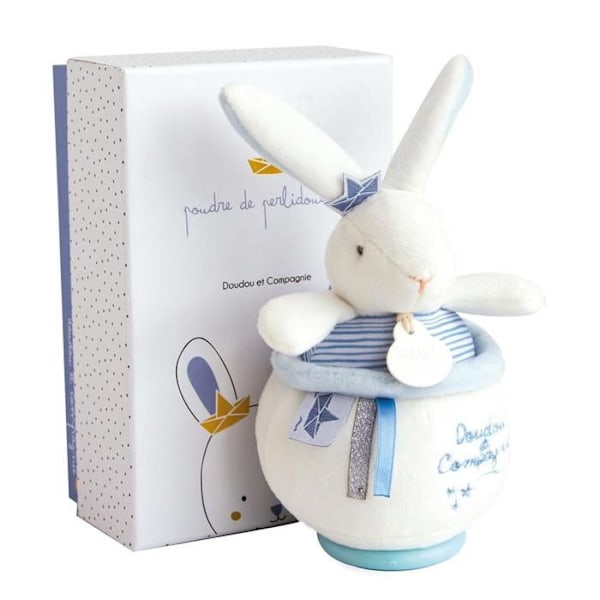 Musikalsk plysjleke - DOUDOU ET COMPAGNIE - Sailor Rabbit - Hvit - 15 cm - For baby