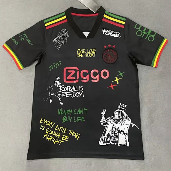 Graffiti Fotbollströja T-shirt Topp Herr Kortärmad Atletisk Svart Black L