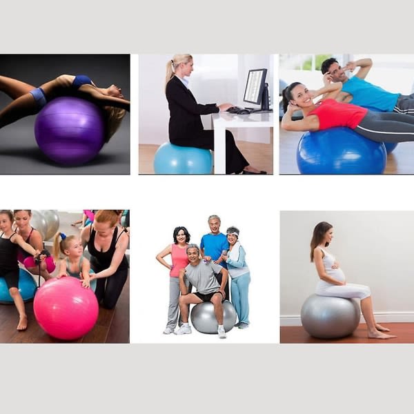 Ekstra tyk yogabold træningsbold, for balance, stabilitet, graviditet hurtig pumpe inkluderet 25 cm himmelblå