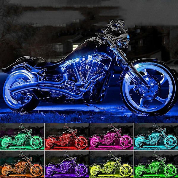 RGB Motorcykel LED Lys Under Glow Neon Strip Bluetooth App-kontrol Kit