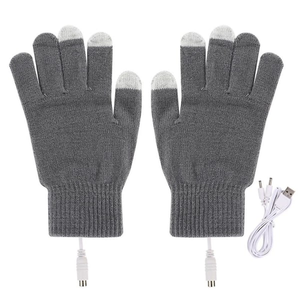1 par vinteruppvärmda ridhandskar USB laddning Varma handskar för utomhusaktiviteter Konstant Tem Grey