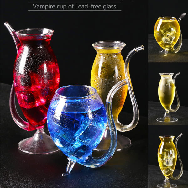 Clear Vampires Värmebeständig vinjuiceglaskopp med halmstrå Hem Bar