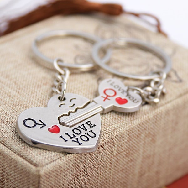 Nøkkelringer for par - I Love You Heart & Key Chain Ring - Nøkkelringer for par til kjæreste kjæreste ham henne