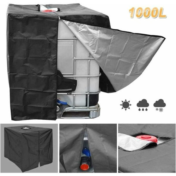 1000L Tanklock Lås IBC Regnvattentank Solskydd Anti Damm Anti UV Lås Skyddspresenning (116 x 100 x 120 cm)