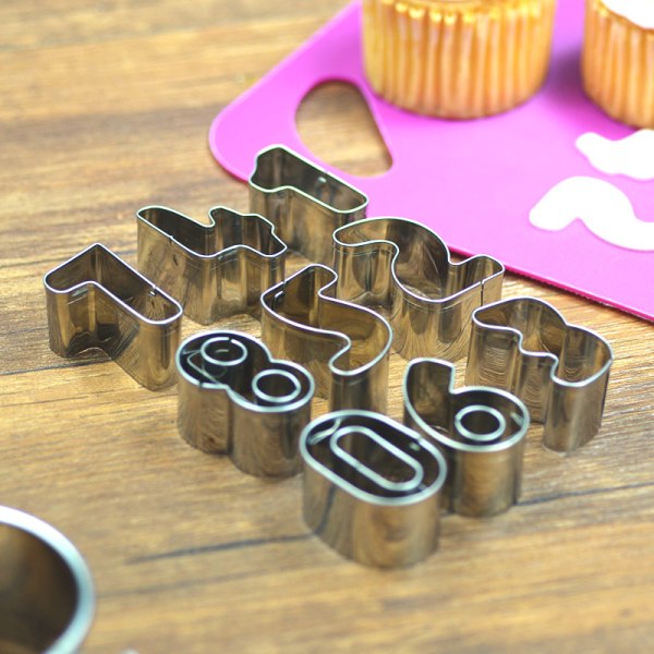 Sett med 35 bokstaver alfabetet kakeutstikkere, rustfritt stål kakeutstikkere