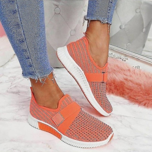 Slip-on sko med ortopædisk sål Damemodesneakers Platformsneaker til kvinder Vandresko Orange 40