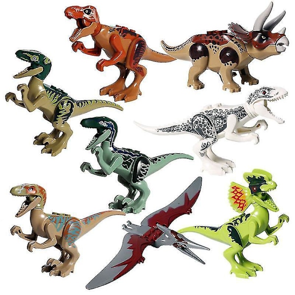 8 stk Dinosaur Byggeklodser Pterosaur Triceratops Tyrannosaurus Rex Børn Samlet Byggeklodser