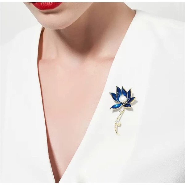 Blå lotus broche niche design temperament broche kvinde