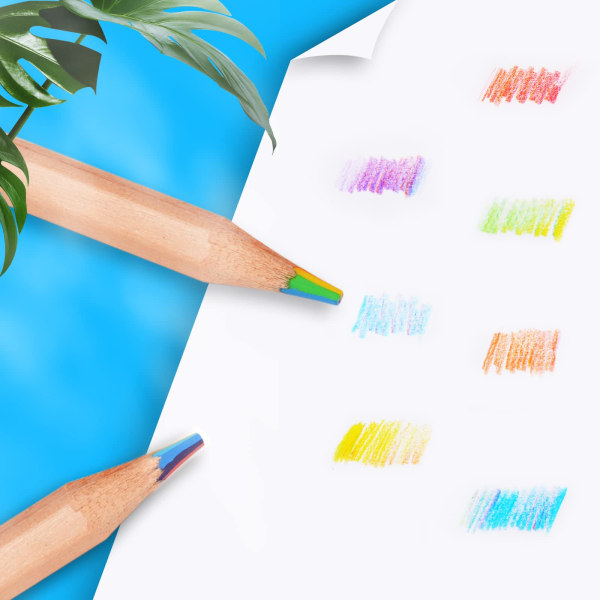 10 stykker regnbågsfärgpennor, 7 farger i 1 pennor for barn, ulike farger for ritning Färgläggning Skissand pennor Bulk