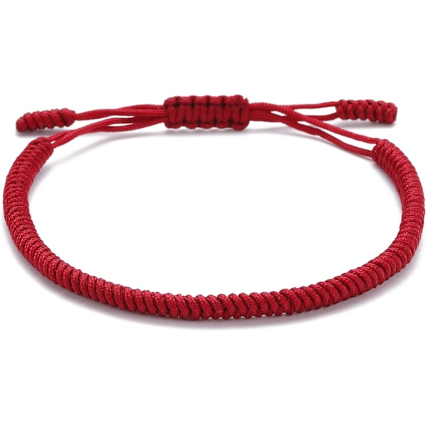 Handgjort tibetanskt lyckobringande armband för kvinnor, män, tonåringar, justerbar storlek vänskapspresent handgjord rep flätat chakra armband Dark Red