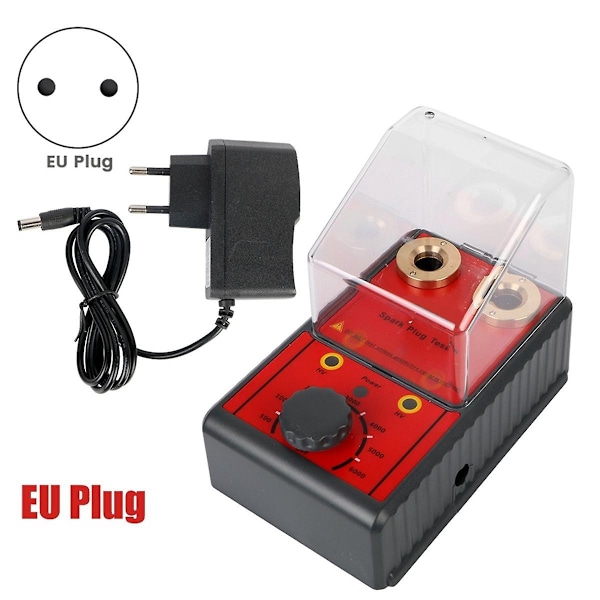 0-6000RPM 12V Tennpluggtester Diagnostisk Verktøyanalysator Tenningssystem Test Motorsykkel Lastebil Bensinbil EU-plugg - Perfekt(YD)