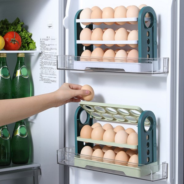 Äggförvaringslåda Flerlagerskylskåp Äggbricka Behållare Stor kapasitet Anti-drop Äggförvaring Ljusgrön