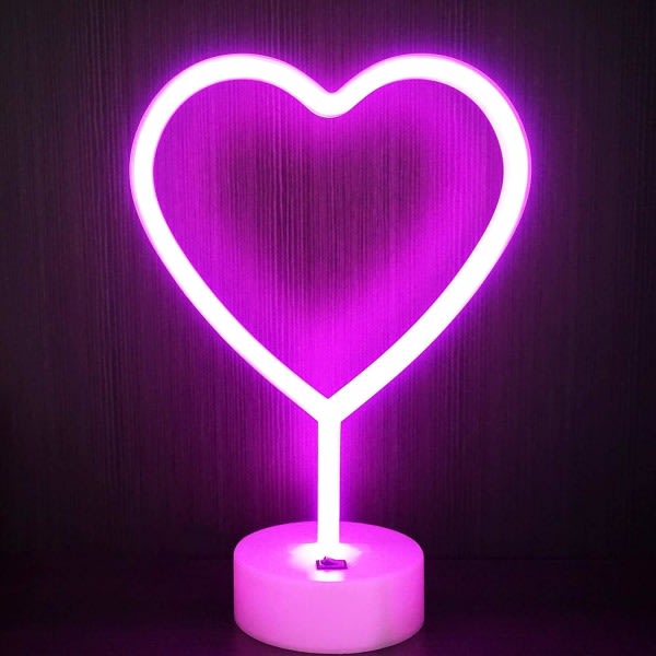 Hjärta Neonljus LED Neonljus för Sovrum USB/ Batteridriven Kärlek Hjärta Neonskylt Neon Rosa Skyltar Dam Estetisk Rum Bröllopsinredning