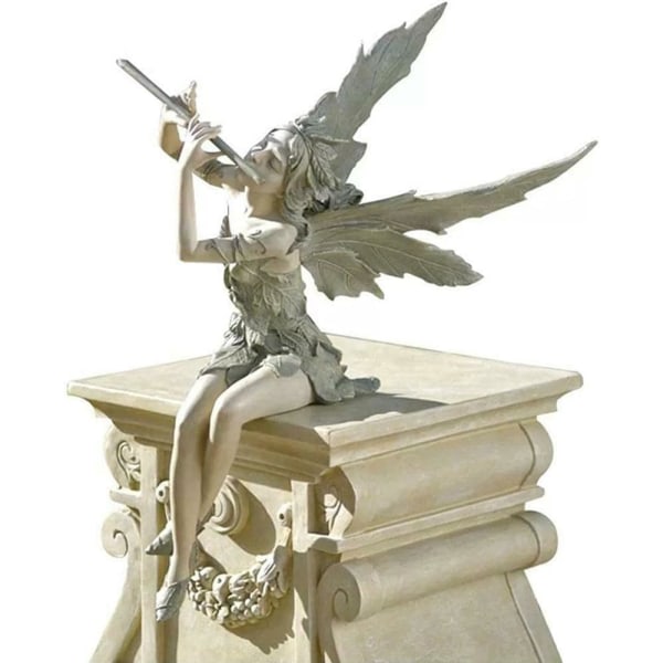 Sittande Fairy Garden Staty Utomhusprydnad Uteplats Skulpturer Dekor