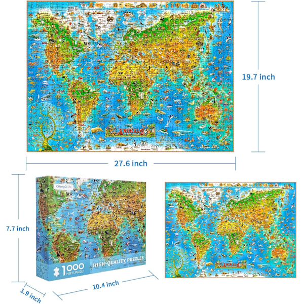 1000 palan palapeli aikuisille Maailman eläimet Palapeli Eläinkartta Palapeli Maailmankartta Haastavat opettavaiset lelut lapsille Teini-ikäisille