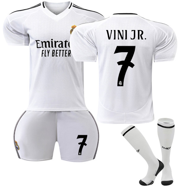 Real Madrid Kotijalkapallopaita Lapsille 2024-2025 Vinicius Nro 7 VINI JR No. 7 VINI JR[CH] No. 7 VINI JR 28