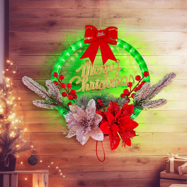 4,5V jul LED hängande krans automatisk timing krans ornament for dörr kaprifol