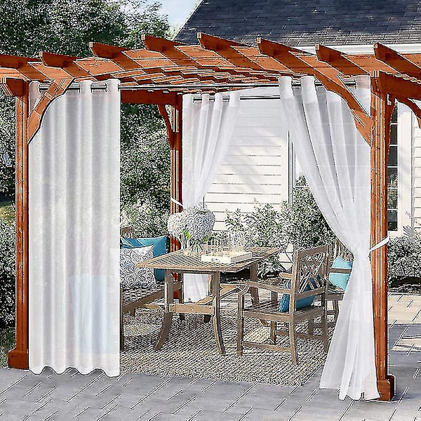 2 stk. Utendørsgardiner for Patio Avtakbare for Enkel Vanntett Transparent Gardin for Veranda Hage Lysthus