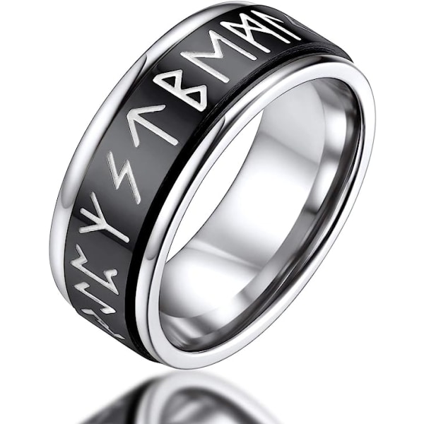 Spinning Viking Rings Personlig Norse Runes Fidget Ring för ångest Rostfritt stål nordiska ringar för män kvinnor storlek O till Z+3