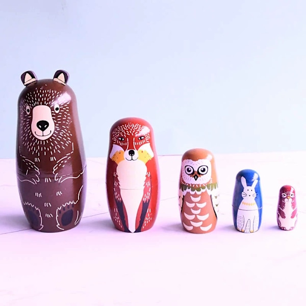 Ryska dockor/Ryska dockset - Babuschka docka - Djur Flerfärgad