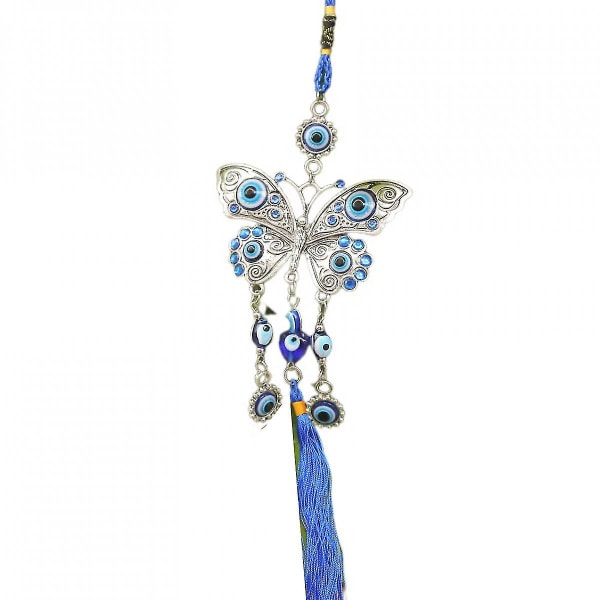 Blue Butterfly Charm Amulet Vägghängande Heminredning Öga Vägghängande Evil Eye Bilhänge