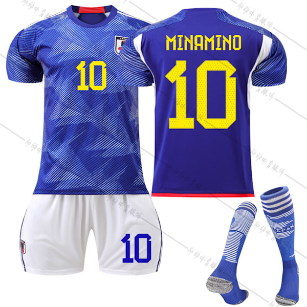 22 VM-landsholdet Japan hjemmebanetrøje fodbold kostume sæt træningshold uniform NO.10 MINAMINO NO.10 MINAMINO 20