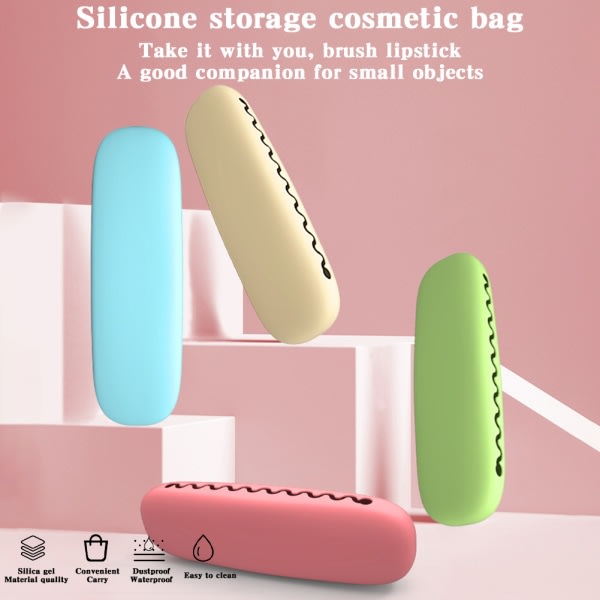 Silicon Kosmetiska Ansiktsborstar Hållare Bärbar Monikäyttöinen Tvättväska För Hem Hotell Makeup Rosa
