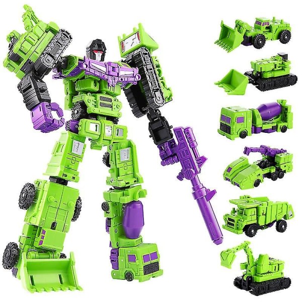 Transformeret Constructicon Devastator Sæt 6 i 1 Leksaker - Grön