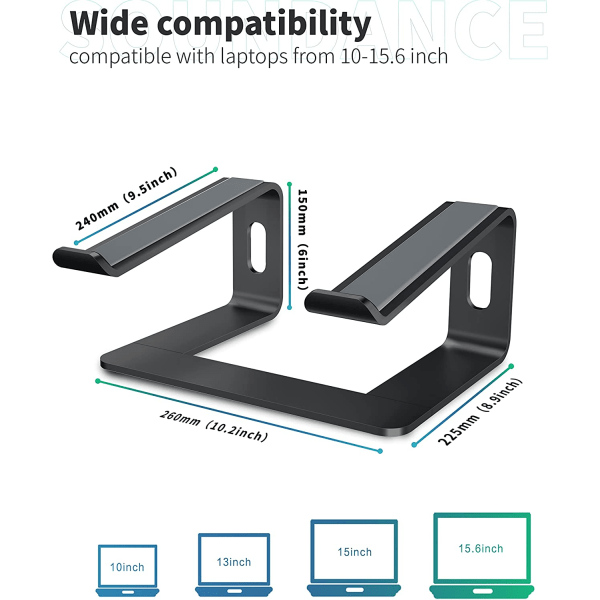 Ergonomisk bärbar stativhållare för Mac MacBook Pro Air och alla bärbara Apple-datorer, kompakt bärbar bärbar reser för 10-15,6 tums bärbar dator