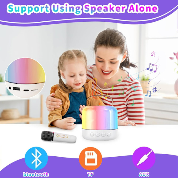 Mini Karaoke Maskin för Barn & Vuxna: 2MIC Bärbar Bluetooth Högtalare med Trådlös Mikrofon - Karaoke för Flickor 4-11 År