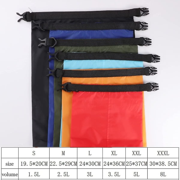 6 stk vandtætte tørre poser sæt flydende tørre poser til rafting Bådsejlads Camping flerfarvet (a-1b)