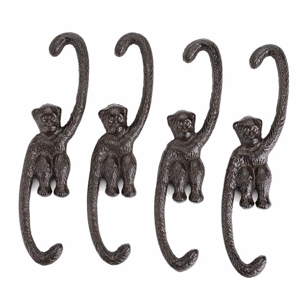 Set med 4 Heavy Duty Cast Iron S Monkey Krokar - 8 Inch Deco